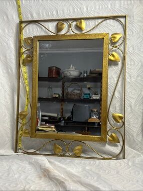 Vintage Gold Leaf Wall Mirror Metal Frame Nature Decor